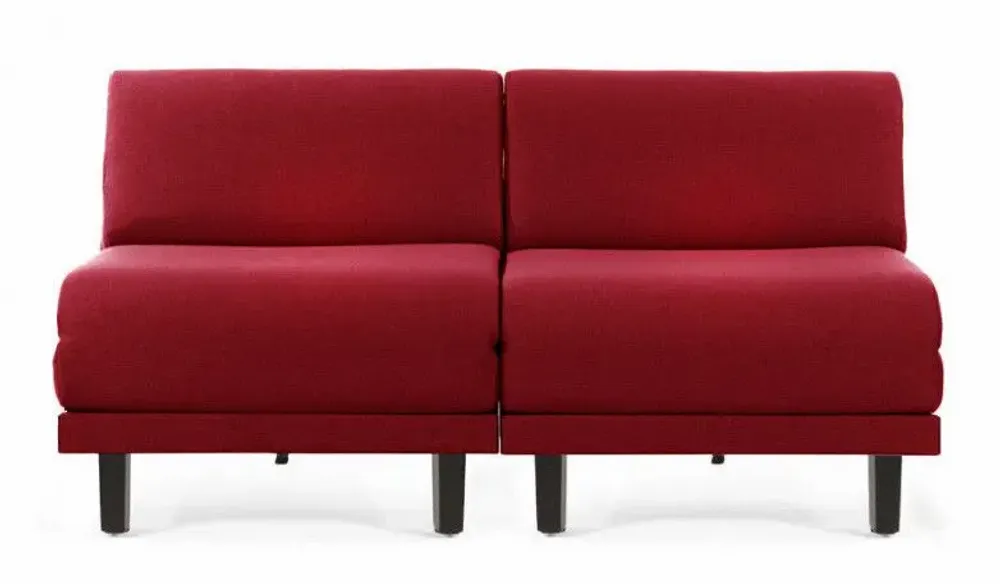 Armchairs - French 2/3 Seater Sofa Bed ROLLER DUO 160 SMALL without armrests : Colour - Fabric / RED - FIlo - Red - LIKOOLIS