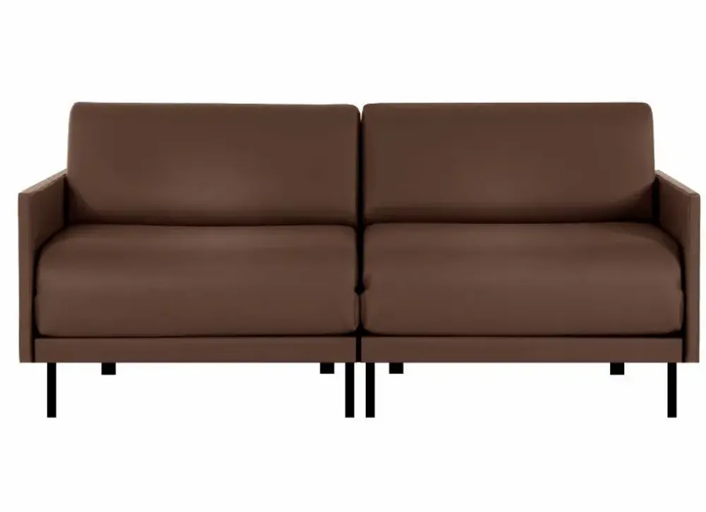 Armchairs - French 2/3 seater sofa bed BOSS DUO 160 MEDIUM removable armrests : Colour - LEATHER - Taupe brown 0813 - LIKOOLIS