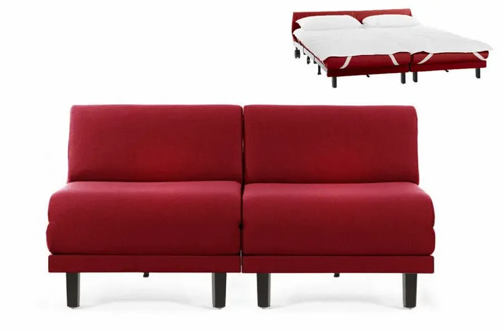 Armchairs - French 2/3 Seater Sofa Bed ROLLER DUO 160 SMALL without armrests : Colour - Brunei Velvet / 33 - DUCK BLUE - LIKOOLIS