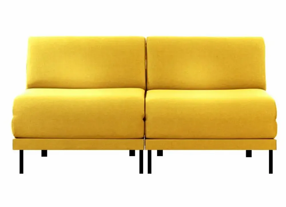 Armchairs - Design BOSS DUO 140 SMALL 2-seater French sofa bed without armrests : Colour - Fabric / MUSTARD YELLOW - Filo - Yellow - LIKOOLIS