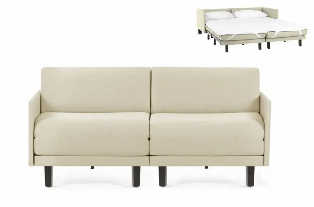 Fauteuils - Canapé lit Français 2Places ROLLER DUO 140 MEDIUM accoudoirs amovibles : Coloris - Tissu / éCRU - Filo - Marfil - LIKOOLIS