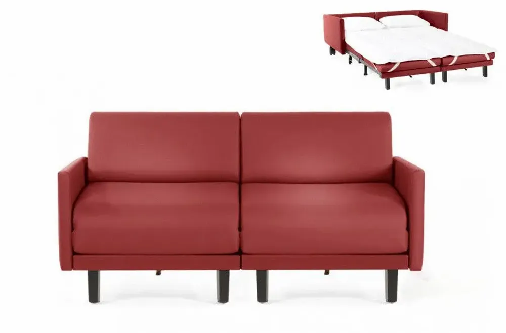 Fauteuils - Canapé lit Français 2/3Places ROLLER DUO 160 LARGE accoudoirs amovibles : Coloris - Tissu / ROUGE - FIlo - Red - LIKOOLIS