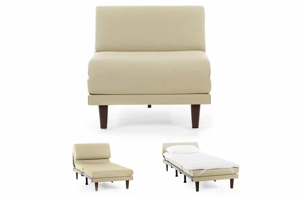 Armchairs - PACHA 70 SMALL 1-seater French armchair bed without armrests : Colour - Fabric / CASE - Filo - Marfil - LIKOOLIS