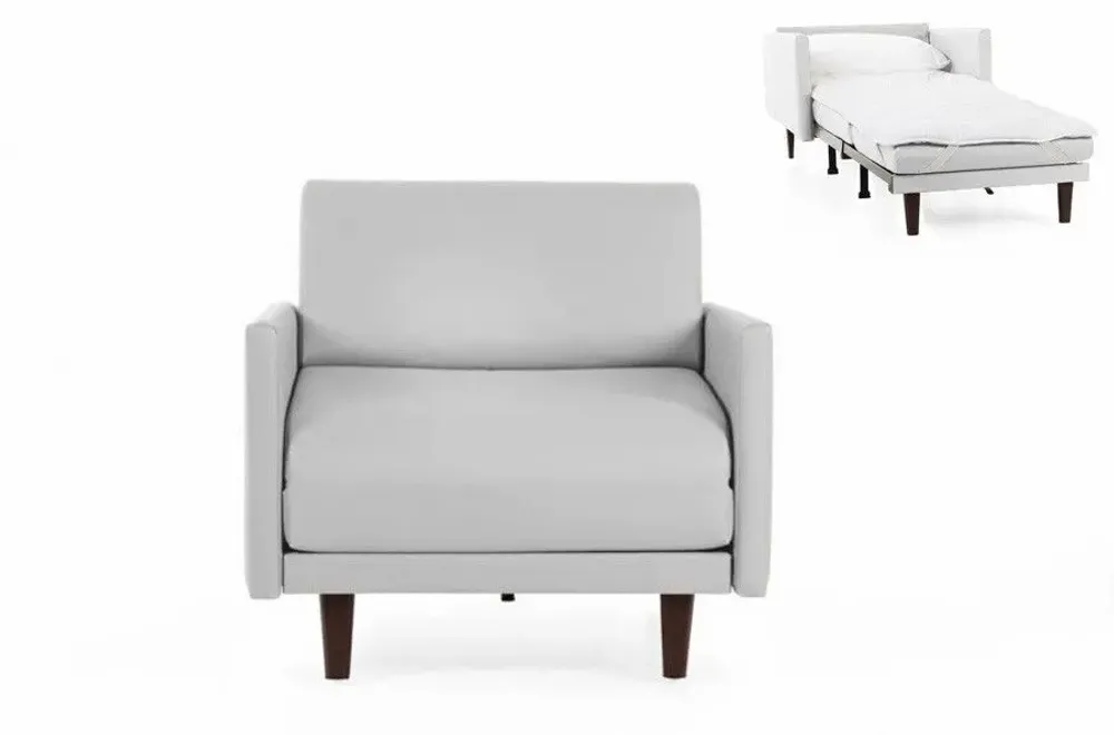 Armchairs - PACHA 70 1 Seater French Armchair Bed LARGE Removable Armrests: Colour - Artificial-Leather / LIGHT GREY - COMBI - STONE - LIKOOLIS