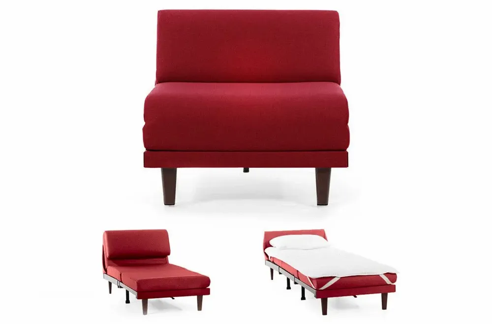 Armchairs - French 1-seater armchair bed PACHA 80 SMALL without armrests : Colour - LEATHER - Orange 0837 - LIKOOLIS