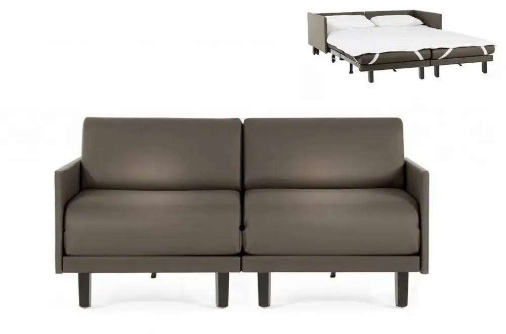 Fauteuils - Canapé lit Français 2Places ROLLER DUO 140 MEDIUM accoudoirs amovibles : Coloris - CUIR - Gris 0819 - LIKOOLIS