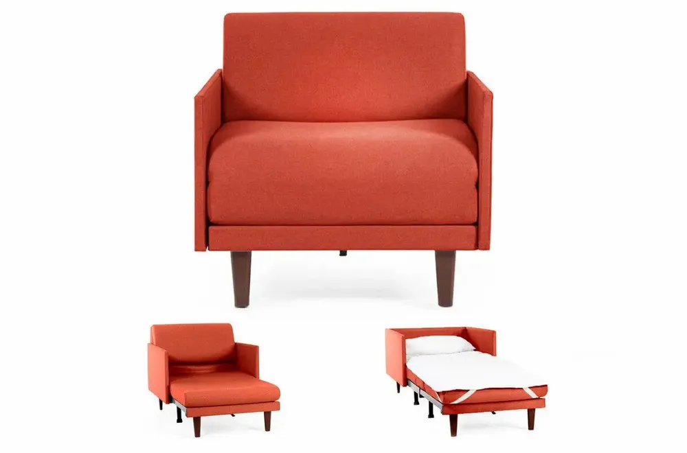 Armchairs - French 1-seater armchair bed PACHA 70 MEDIUM removable armrests: Colour - Artificial-leather / RED - Combi - RED - LIKOOLIS