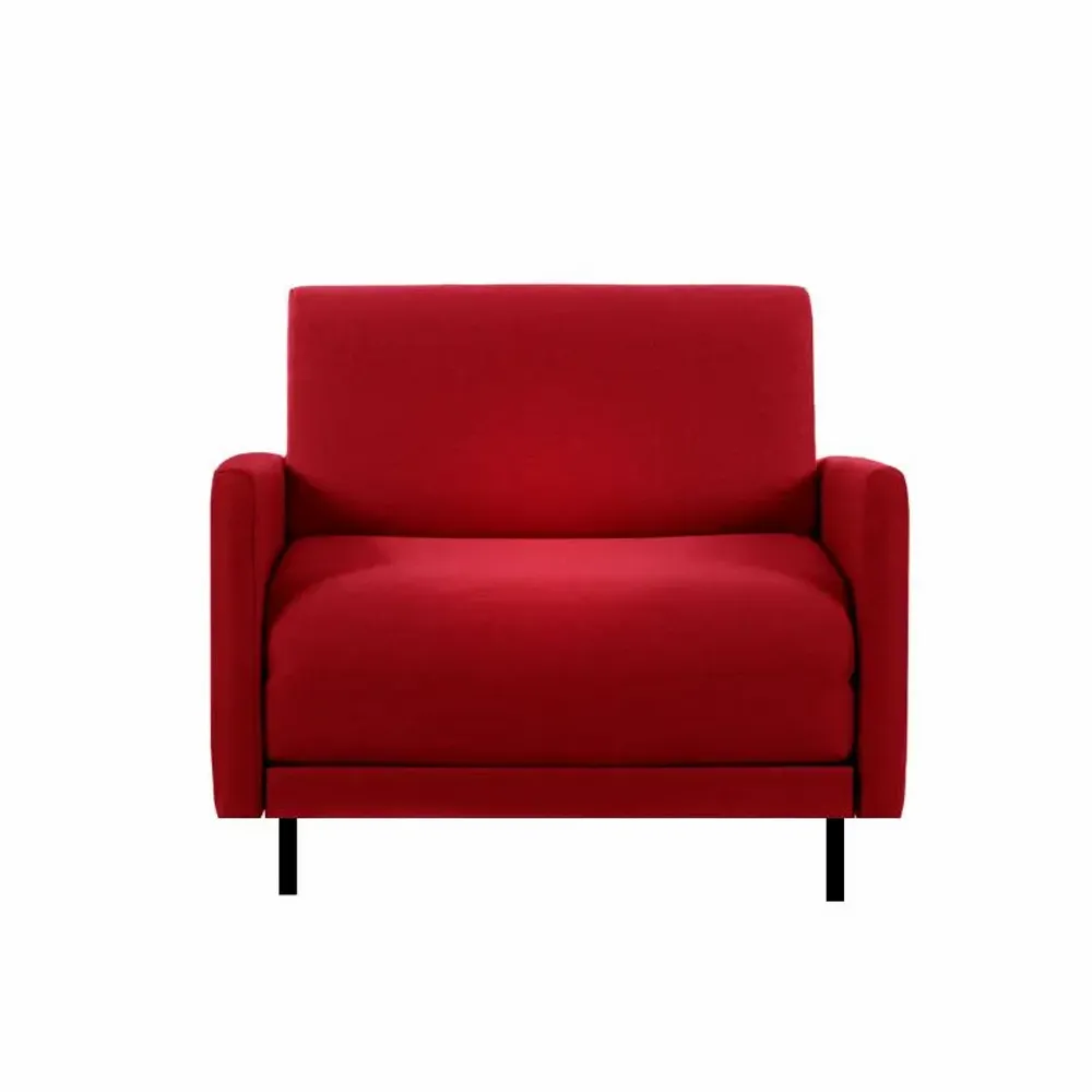 Fauteuils - Fauteuil lit Français 1 Place BOSS 70 LARGE accoudoirs amovibles : Coloris - CUIR - Rouge 0841 - LIKOOLIS