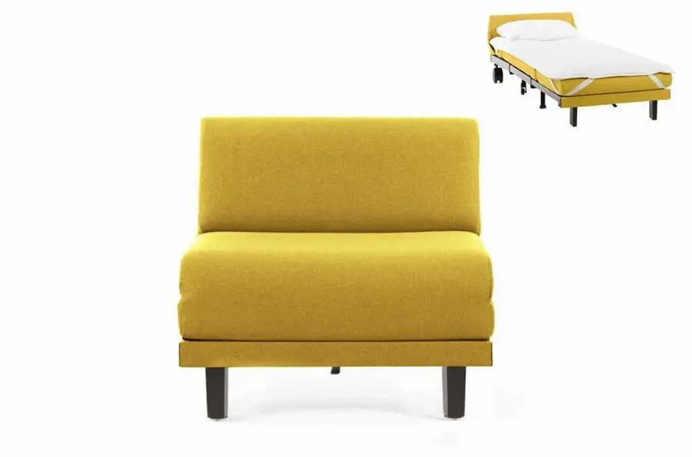 Armchairs - French 1-seater sofa bed ROLLER 70 SMALL without armrests : Colour - Fabric / MUSTARD YELLOW - Filo - Yellow - LIKOOLIS