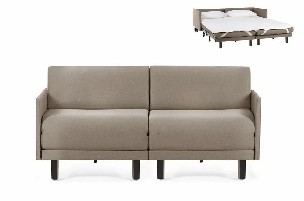 Armchairs - French sofa bed 2 seater ROLLER DUO 140 MEDIUM removable armrests : Colour - Brunei velvet / 33 - DUCK BLUE - LIKOOLIS