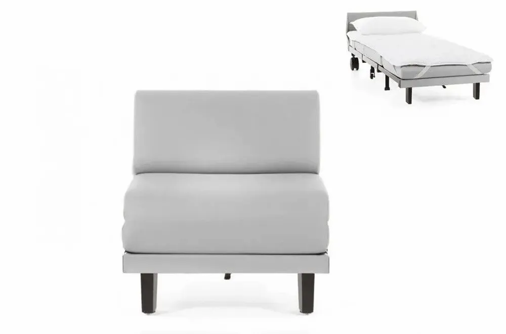 Armchairs - French 1-seater sofa bed ROLLER 70 SMALL without armrests: Colour - Artificial-leather / LIGHT GREY - COMBI - STONE - LIKOOLIS