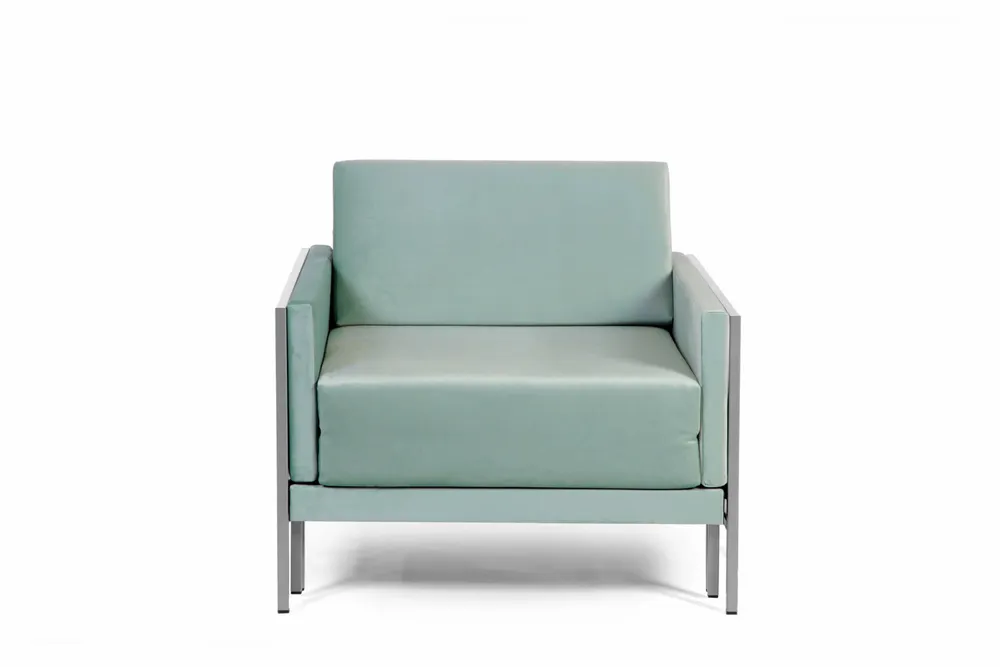 Armchairs - Square French Armchair Bed 80 x 80 in Fixed Armrest Fabrics: Colour - Brunei Velvet / 38 - ALMOND GREEN - LIKOOLIS