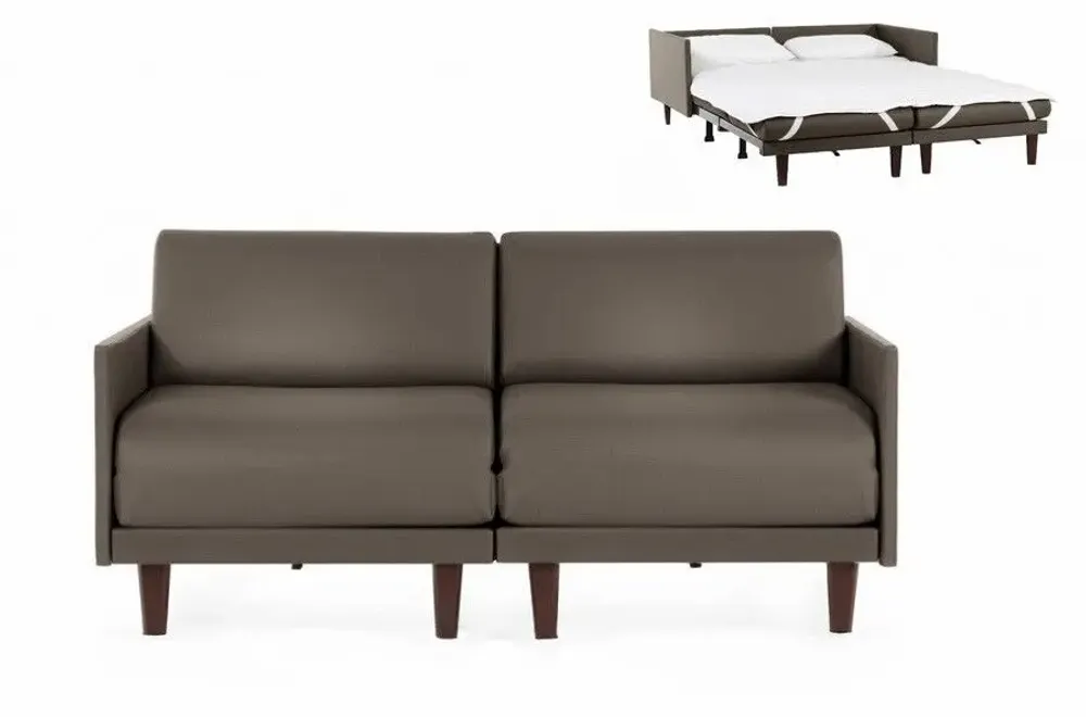 Fauteuils - Canapé lit Français 2 places PACHA DUO 160 MEDIUM accoudoirs amovibles : Coloris - CUIR - Gris 0819 - LIKOOLIS