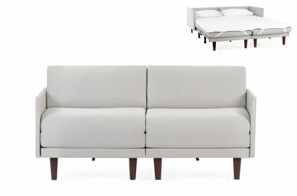 Fauteuils - Canapé lit Français 2 places PACHA DUO 140 MEDIUM accoudoirs amovibles : Coloris - Tissu / GRIS CLAIR - Filo - Light grey - LIKOOLIS