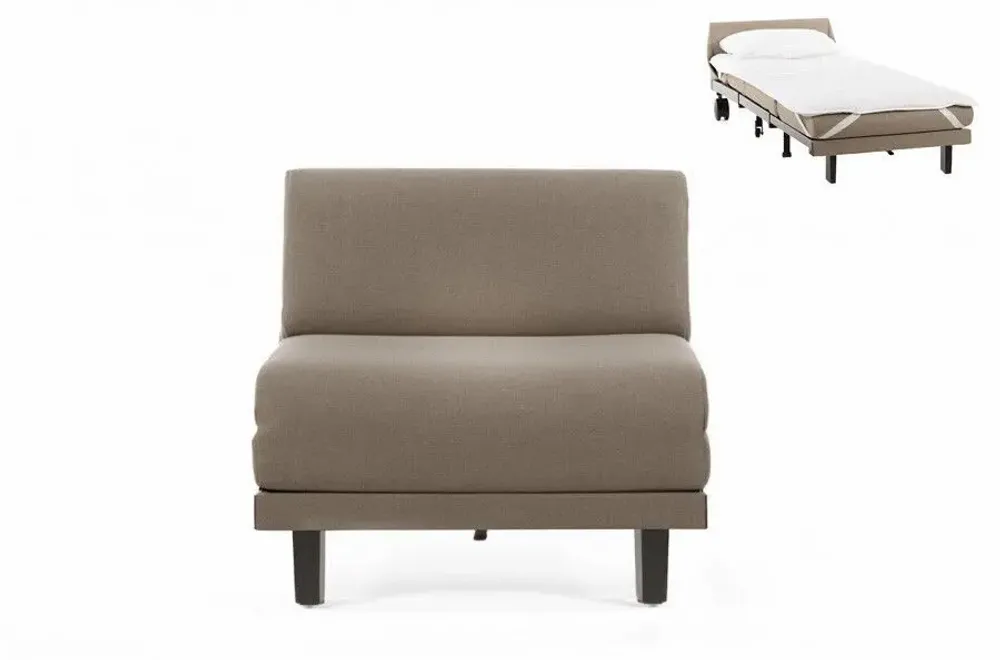 Armchairs - 1-seater French armchair bed ROLLER 80 SMALL without armrests : Colour - LEATHER - Putty Beige 0809 - LIKOOLIS