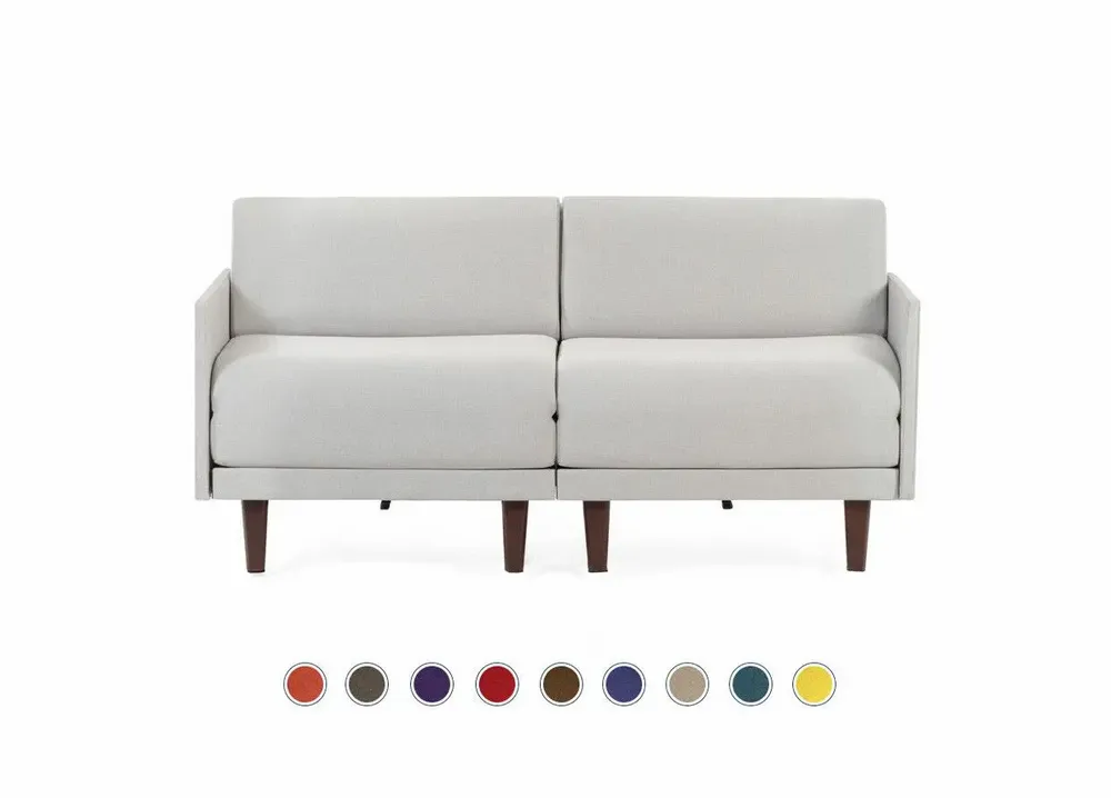 Armchairs - French sofa bed 2 seater ROLLER DUO 160 MEDIUM removable armrests : Colour - LEATHER - Taupe brown 0813 - LIKOOLIS