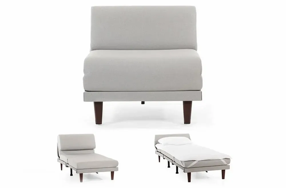 Armchairs - PACHA 80 SMALL 1-seater French armchair bed without armrests: Colour - Artificial-leather / WHITE - Combi - WHITE - LIKOOLIS