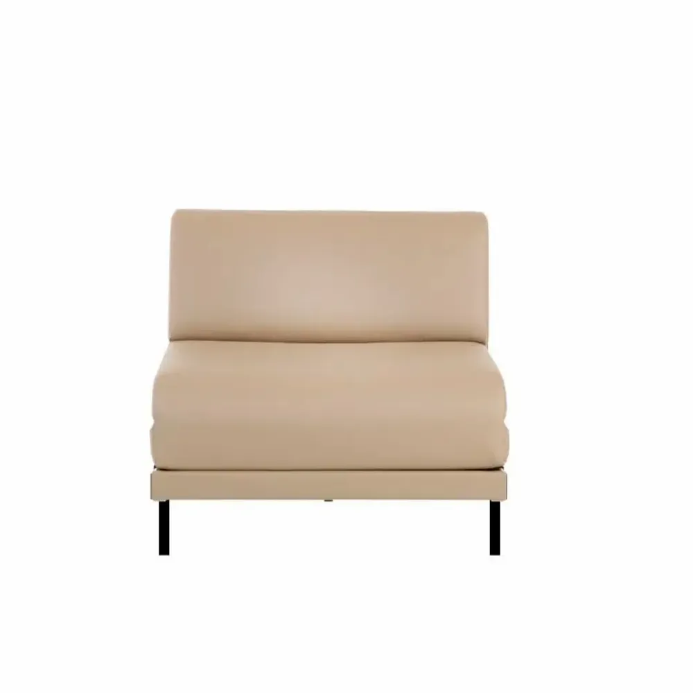 Armchairs - French 1-seater armchair BOSS 70 SMALL without armrests : Colour - LEATHER - Putty Beige 0809 - LIKOOLIS