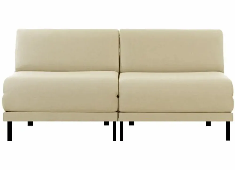 Armchairs - French 2-Seater Sofa Bed BOSS DUO 160 SMALL without armrests : Colour - Fabric / SHELL - Filo - Marfil - LIKOOLIS
