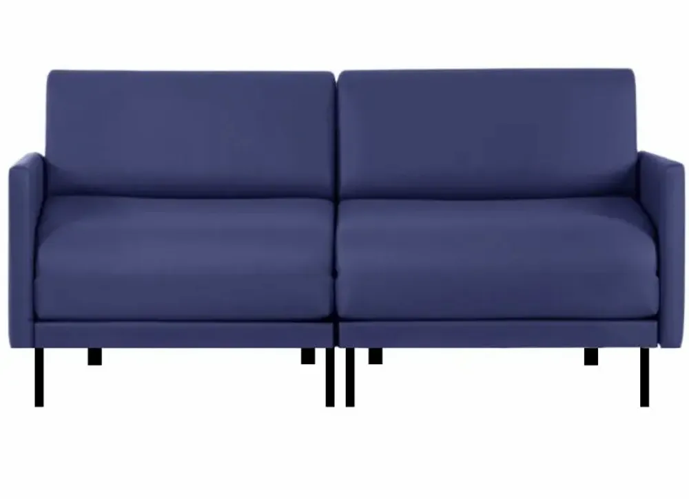 Armchairs - French 2/3 seater sofa bed BOSS DUO 160 LARGE removable armrests: Colour - Artificial-leather / NAVY - Combi - DARK BLUE - LIKOOLIS