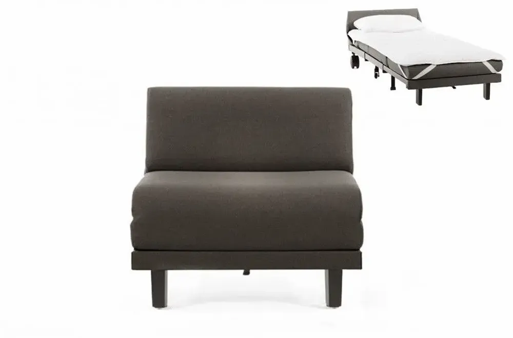 Fauteuils - Fauteuil convertible Français 1 Place ROLLER 70 SMALL sans accoudoirs : Coloris - CUIR - Beige Mastic 0809 - LIKOOLIS