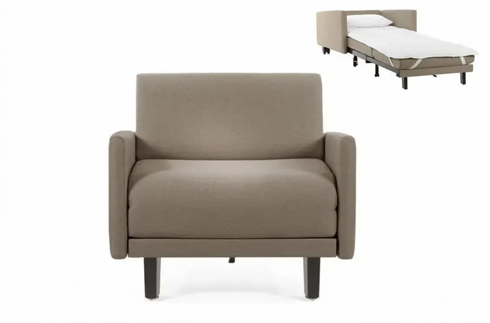Armchairs - 1-seater French armchair bed ROLLER 70 LARGE removable armrests : Colour - Fabric / DARK GREY - Filo - Dark grey - LIKOOLIS
