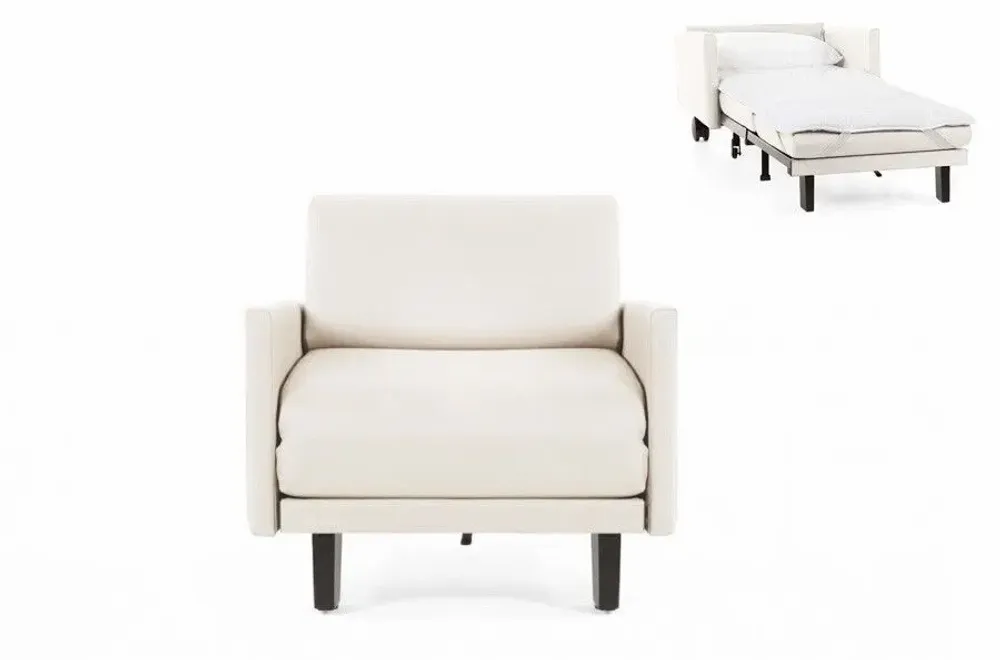 Armchairs - French 1-seater armchair bed ROLLER 80 LARGE removable armrests: Colour - Artificial leather / NAVY - Combi - DARK BLUE - LIKOOLIS