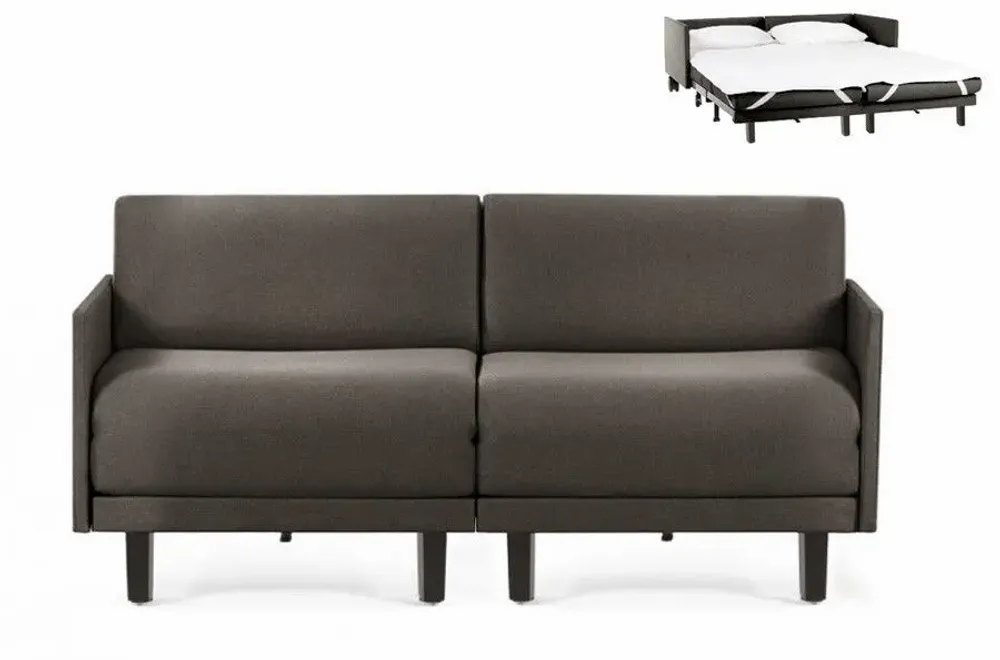 Armchairs - French 2-seater sofa bed ROLLER DUO 140 MEDIUM removable armrests: Colour - Brunei velvet / 38 - ALMOND GREEN - LIKOOLIS