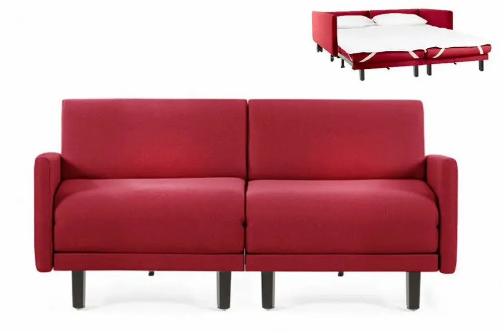 Fauteuils - Canapé lit Français 2 Places ROLLER DUO 140 LARGE accoudoirs amovibles : Coloris - Tissu / ORANGE - Filo - Orange - LIKOOLIS