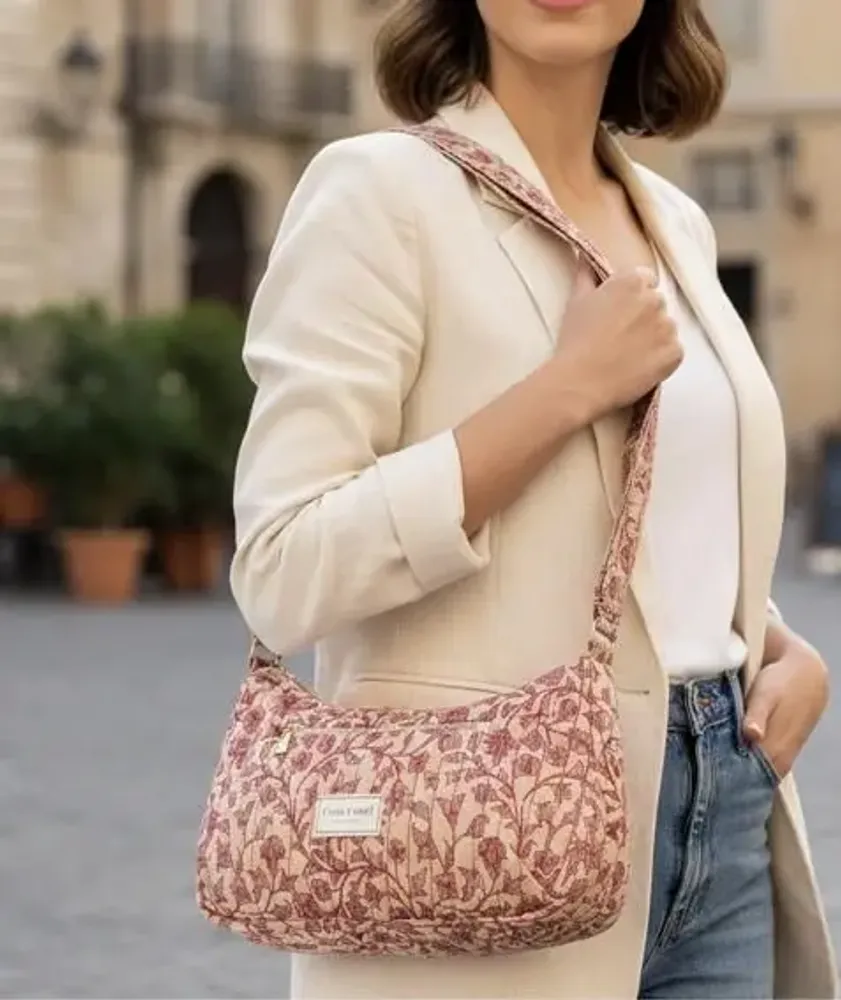 Bags and totes - Quilted zero-waste sari sling bag - I WAS A SARI