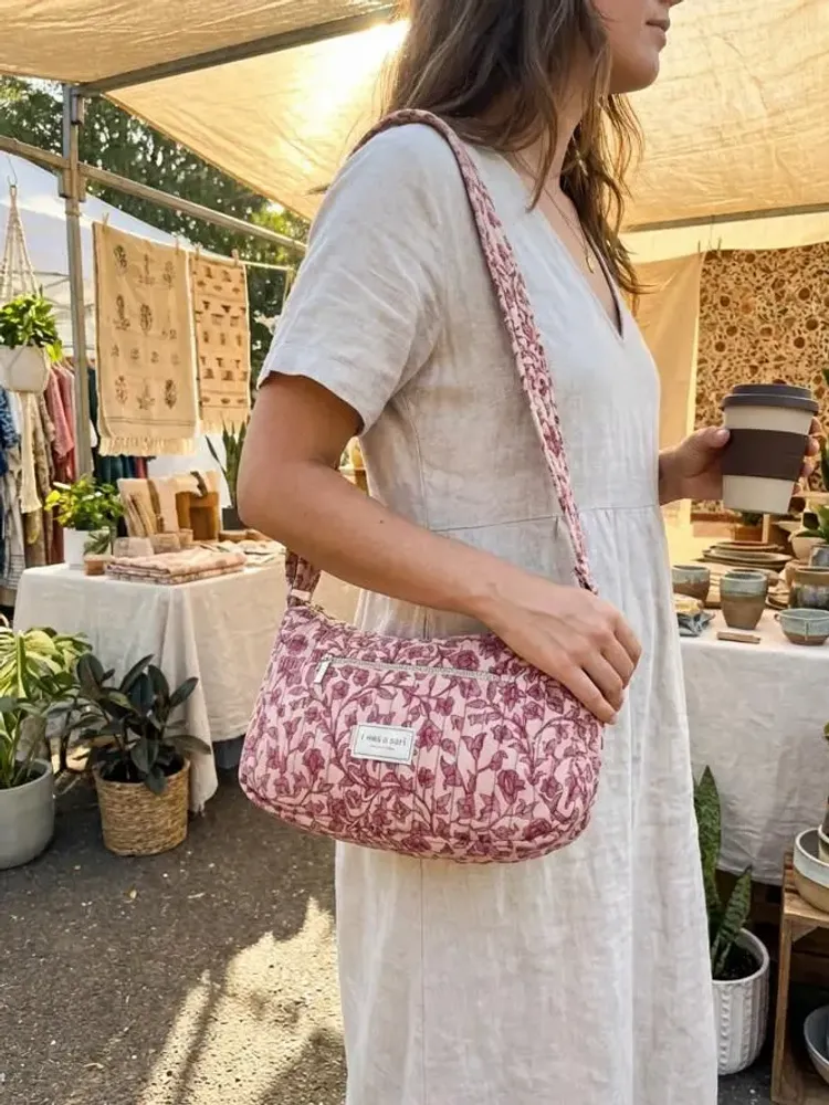 Bags and totes - Quilted zero-waste sari sling bag - I WAS A SARI