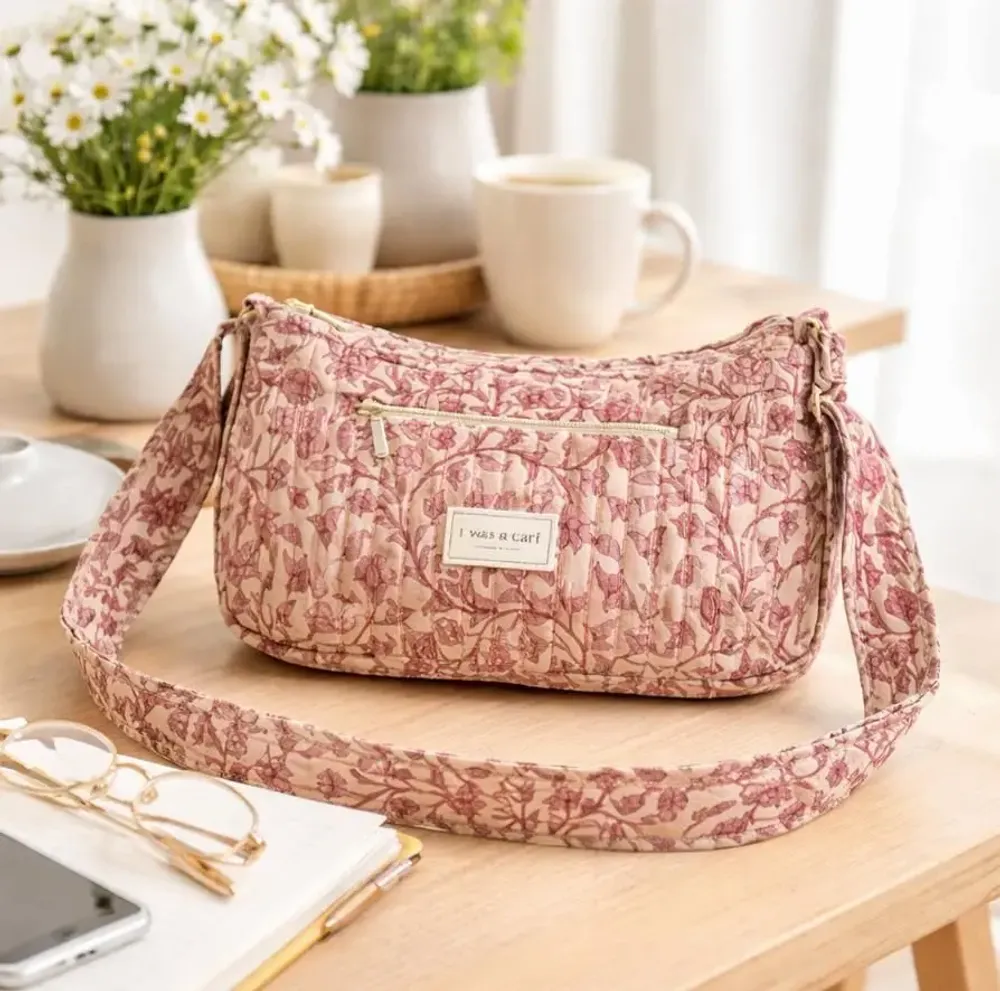 Bags and totes - Quilted zero-waste sari sling bag - I WAS A SARI