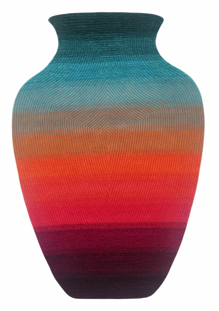 Contemporary carpets - Contemporary Hand Woven Matka Wool Area Rug - "Vessel - Sunset" - NUZRAT CARPET EMPORIOUM