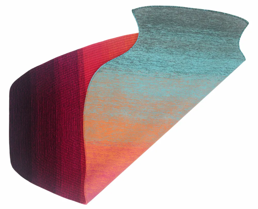 Contemporary carpets - Contemporary Hand Woven Matka Wool Area Rug - "Vessel - Sunset" - NUZRAT CARPET EMPORIOUM