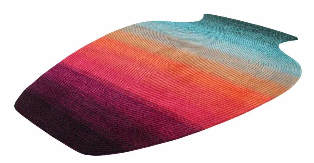 Contemporary carpets - Contemporary Hand Woven Matka Wool Area Rug - "Vessel - Sunset" - NUZRAT CARPET EMPORIOUM