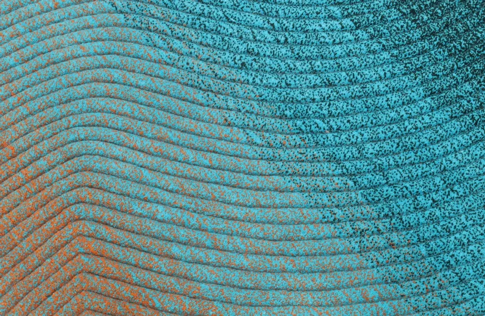 Contemporary carpets - Contemporary Hand Woven Matka Wool Area Rug - "Vessel - Sunset" - NUZRAT CARPET EMPORIOUM