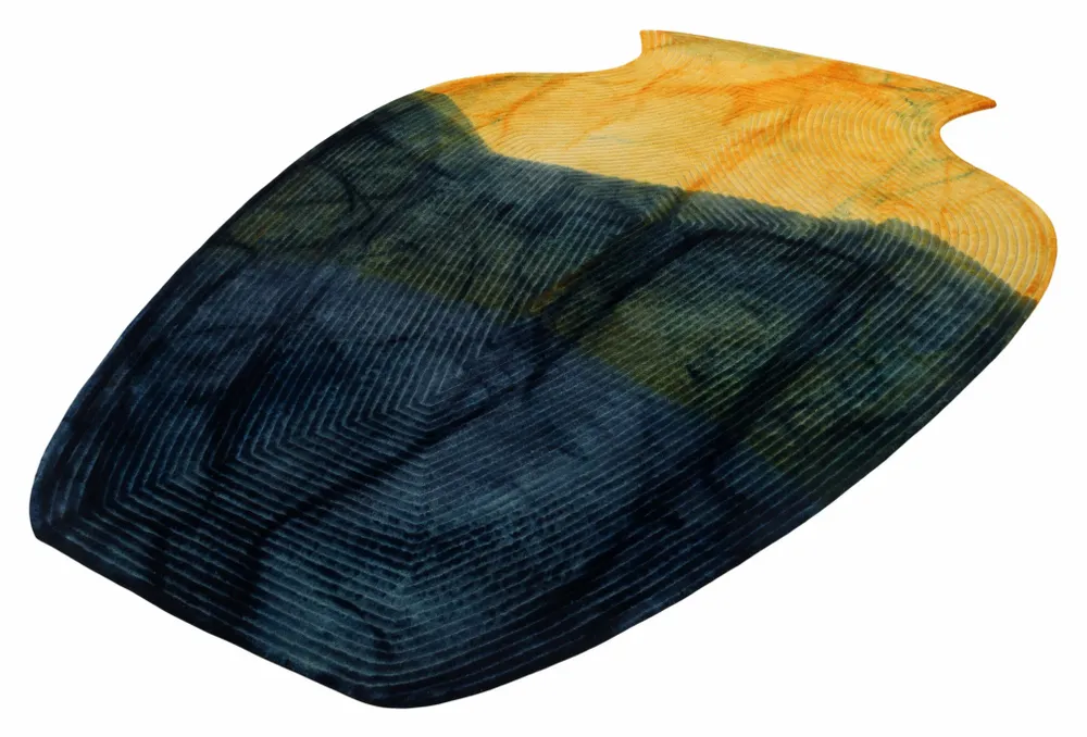 Contemporary carpets - Contemporary Hand Woven Matka Wool Area Rug - "Vessel - Amber Noir" - NUZRAT CARPET EMPORIOUM