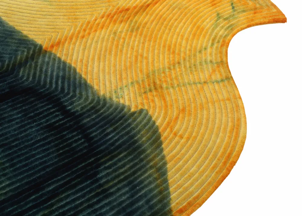 Contemporary carpets - Contemporary Hand Woven Matka Wool Area Rug - "Vessel - Amber Noir" - NUZRAT CARPET EMPORIOUM