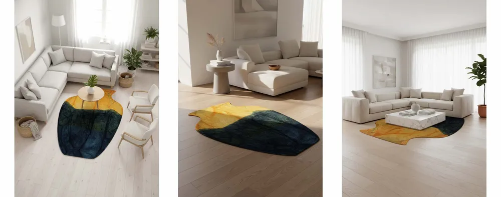 Contemporary carpets - Contemporary Hand Woven Matka Wool Area Rug - "Vessel - Amber Noir" - NUZRAT CARPET EMPORIOUM