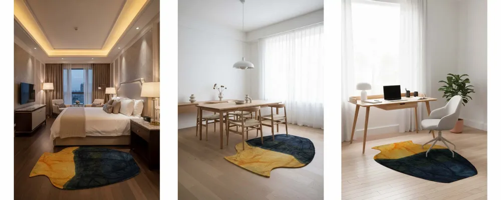 Contemporary carpets - Contemporary Hand Woven Matka Wool Area Rug - "Vessel - Amber Noir" - NUZRAT CARPET EMPORIOUM