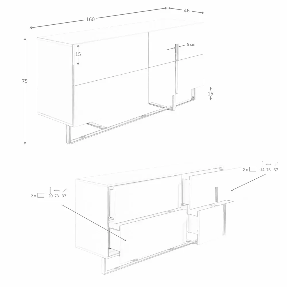 Sideboards - White sideboard with steel legs - ANGEL CERDÁ