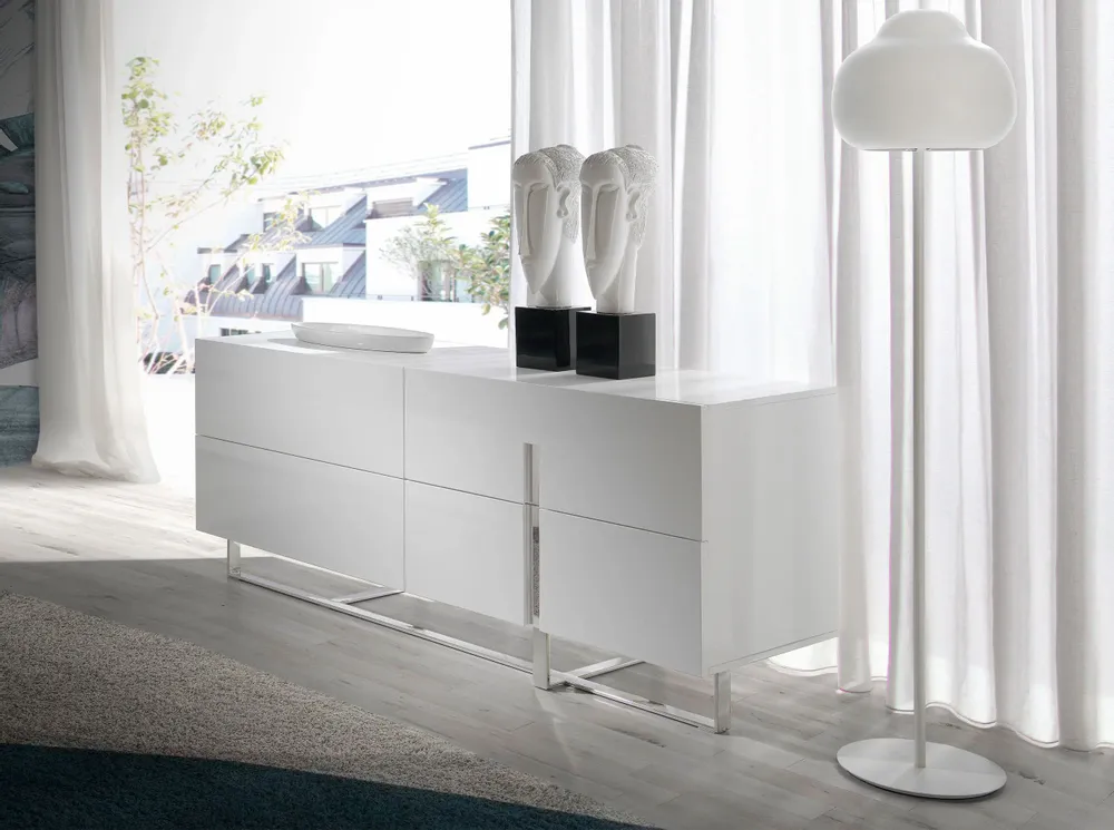 Sideboards - White sideboard with steel legs - ANGEL CERDÁ