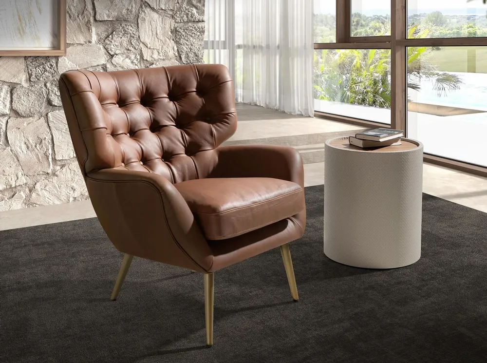 Fauteuils - Fauteuil Chester cuir marron foncé - ANGEL CERDÁ