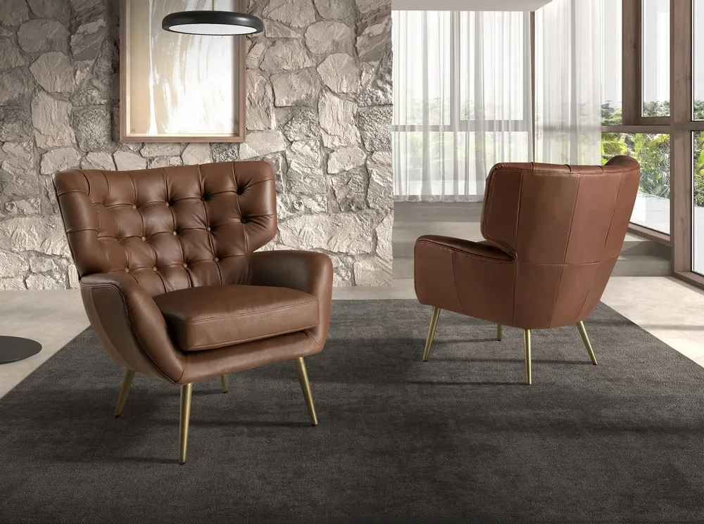 Fauteuils - Fauteuil Chester cuir marron foncé - ANGEL CERDÁ