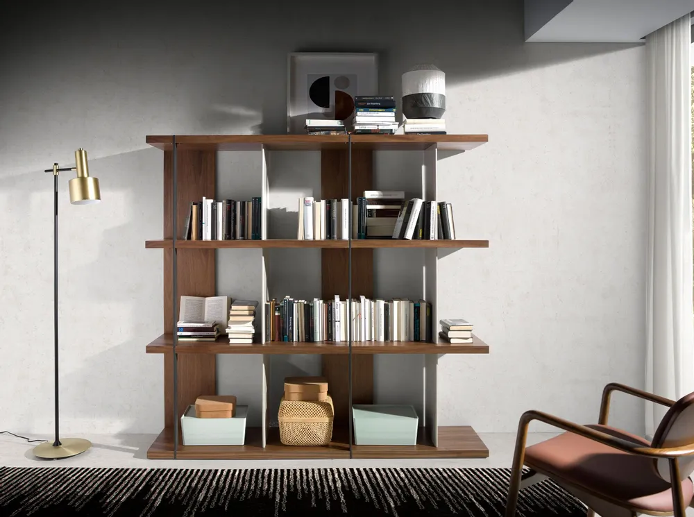 Office furniture and storage - Walnut and lacquered wood bookcase - ANGEL CERDÁ