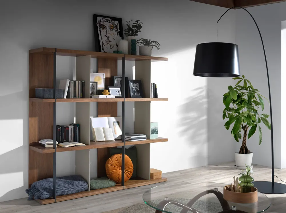 Office furniture and storage - Walnut and lacquered wood bookcase - ANGEL CERDÁ