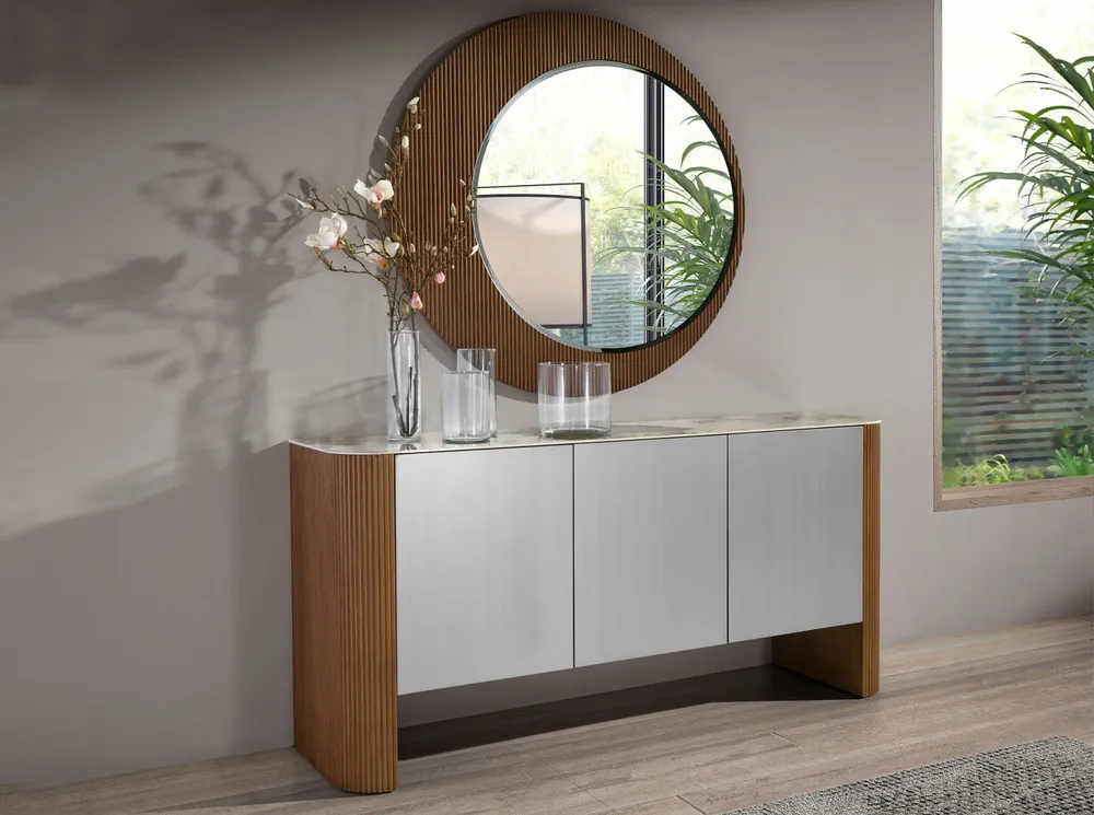 Mirrors - Round walnut wall mirror - ANGEL CERDÁ