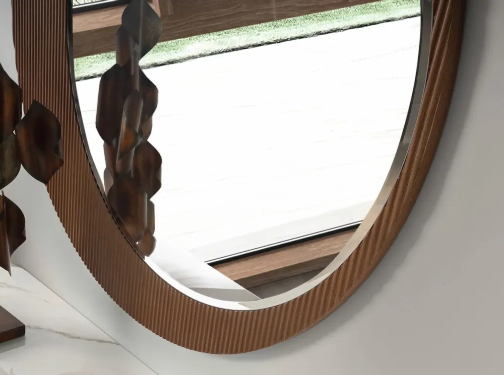 Mirrors - Round walnut wall mirror - ANGEL CERDÁ