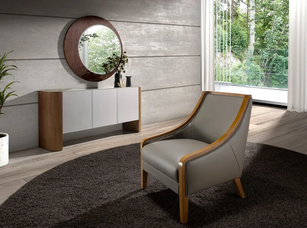 Mirrors - Round walnut wall mirror - ANGEL CERDÁ