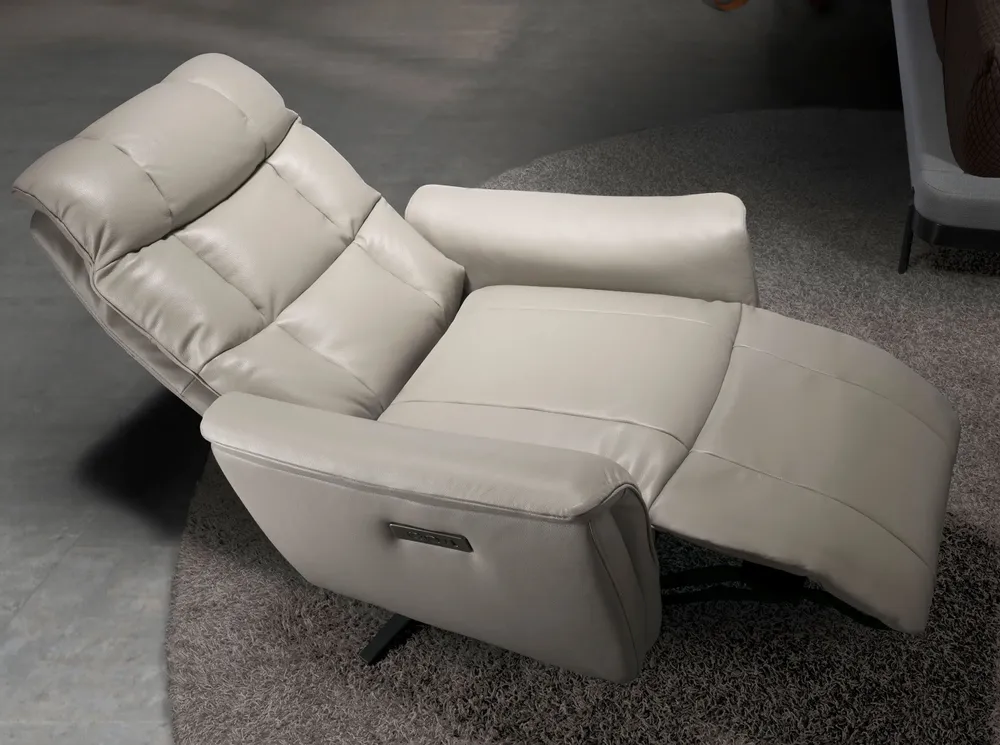 Fauteuils - Fauteuil pivotant en cuir gris - ANGEL CERDÁ